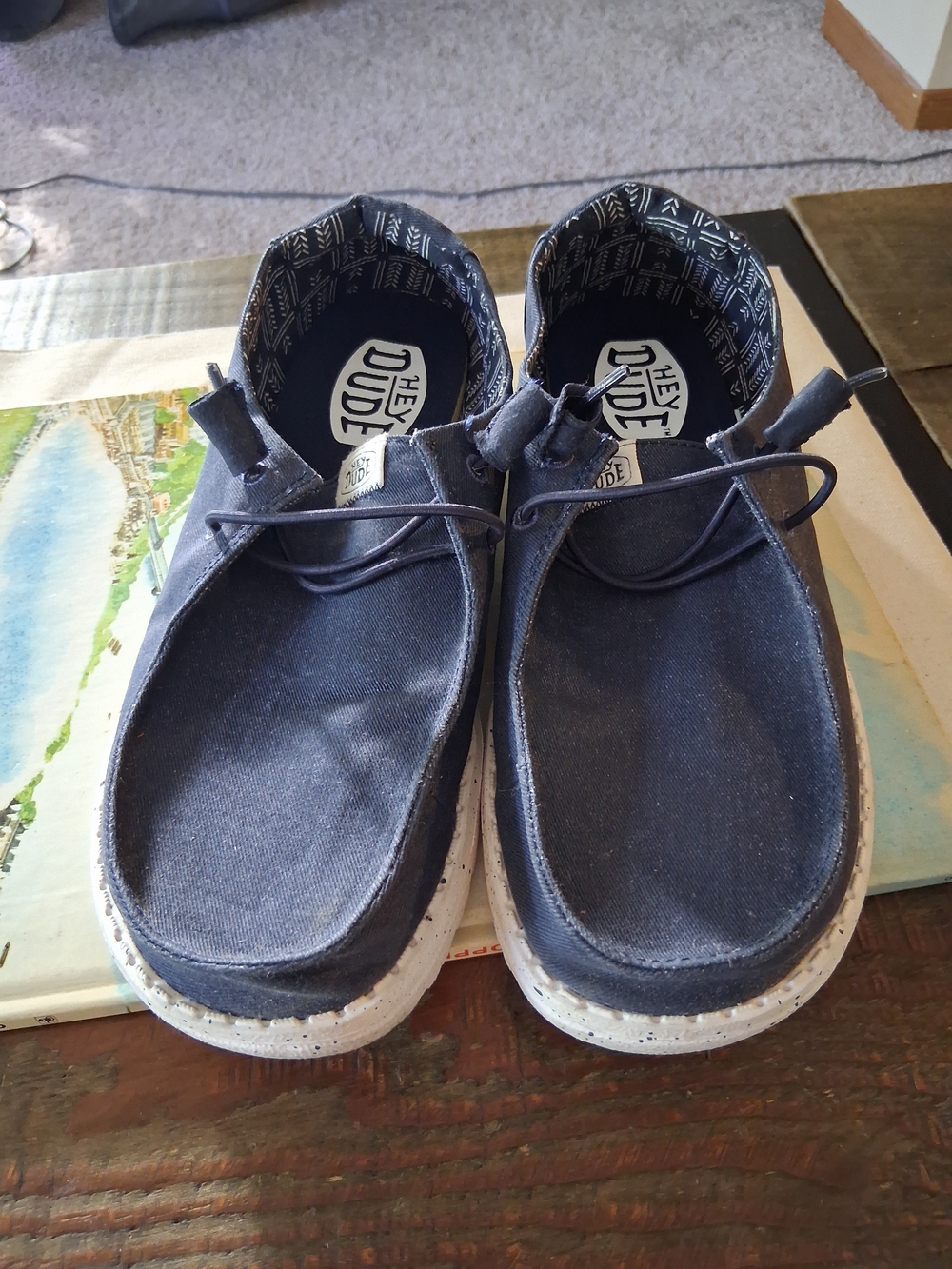 Hey Dude Womens Navy Canvas Casual Shoes Size 8